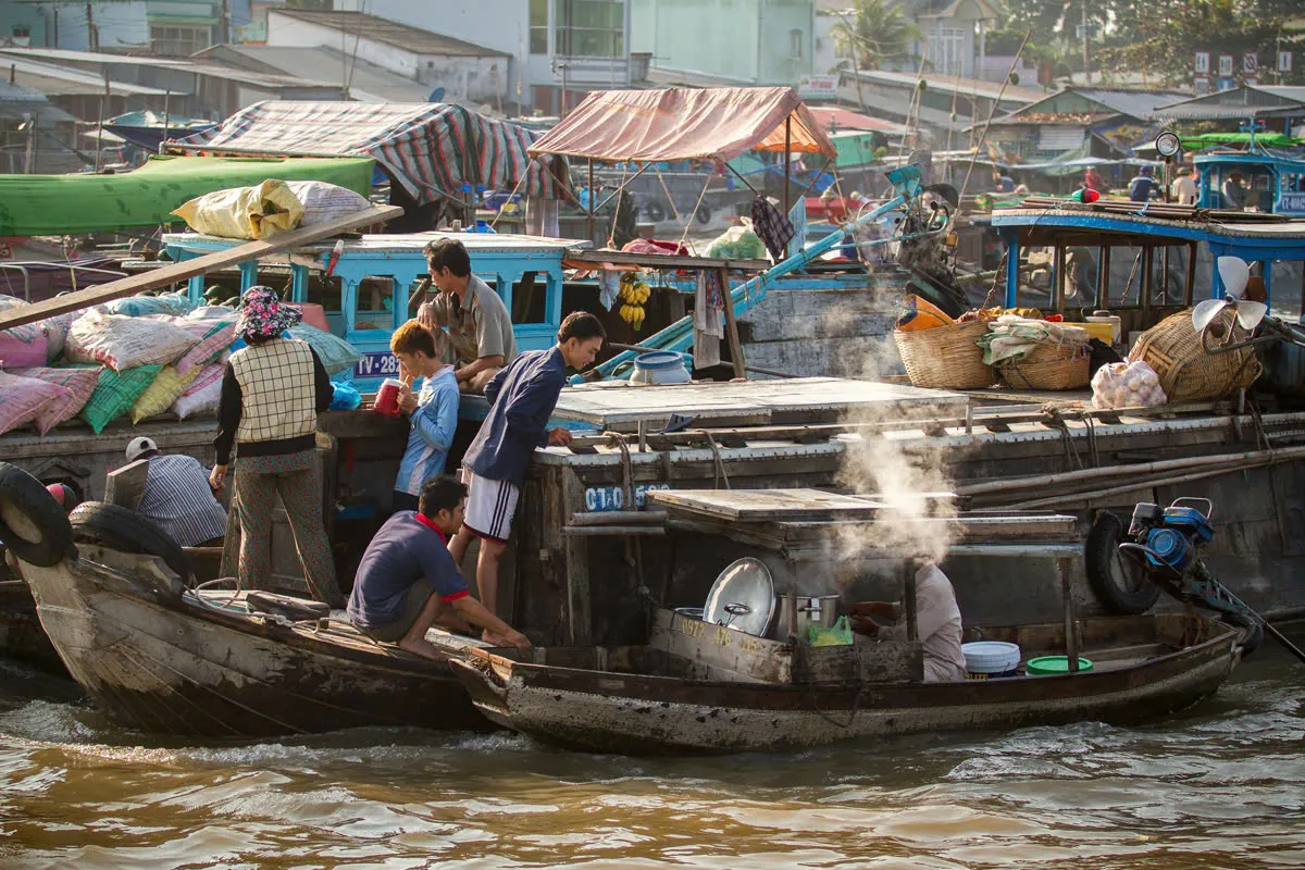 Floating market in the Mekong Delta