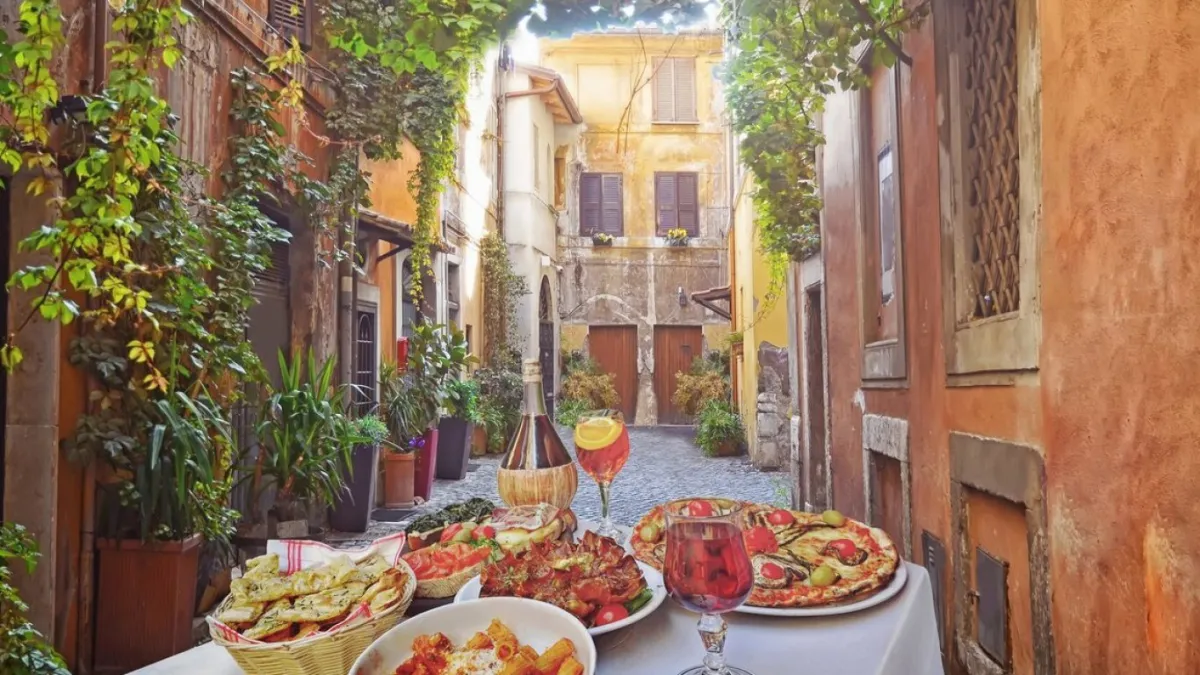 Pizza at a Roman trattoria