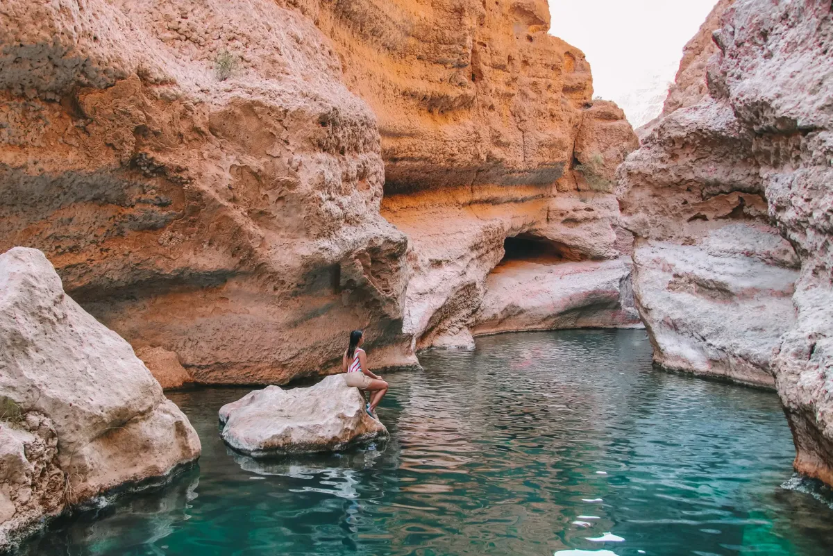 Swimming in Wadi Shab, Oman