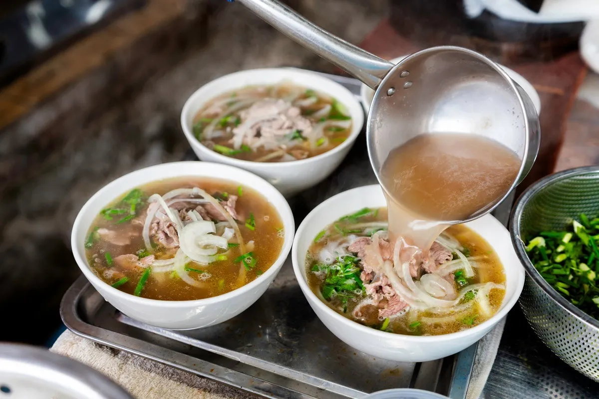 Pho at a Hanoi street stall