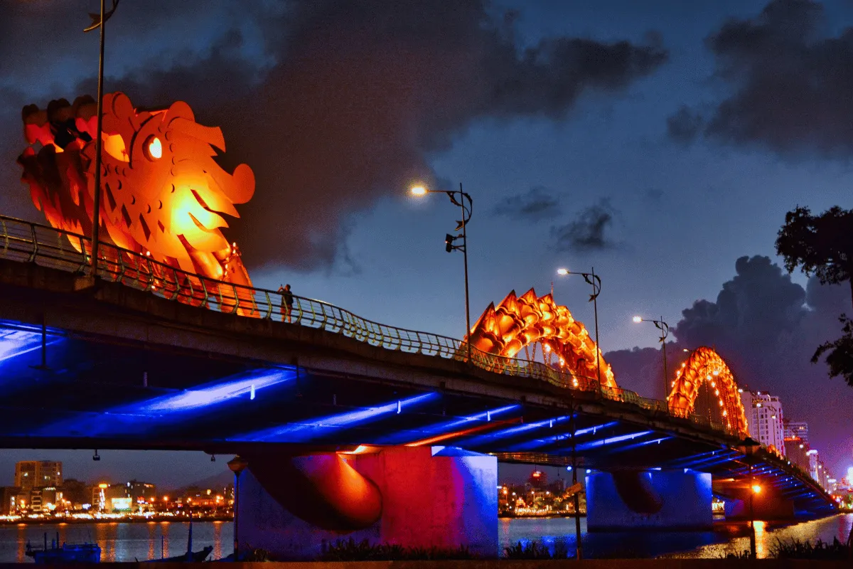 Dragon Bridge at night, Da Nang