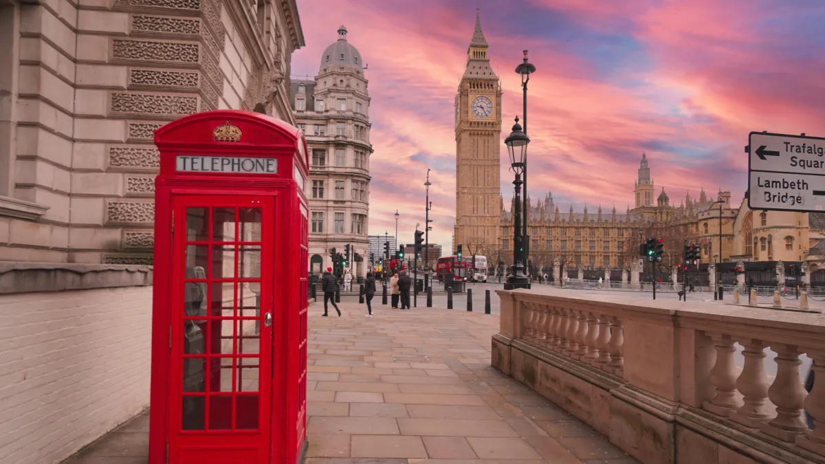 Iconic London street view with Big Ben