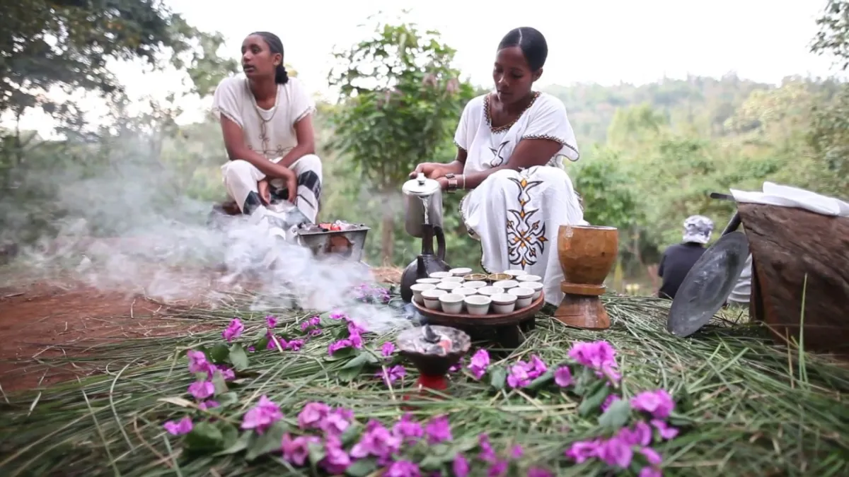 Traditional Ethiopian coffee ceremony