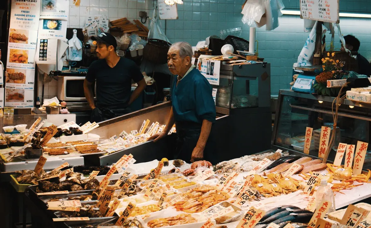 Fresh sushi at Tsukiji Market, Tokyo